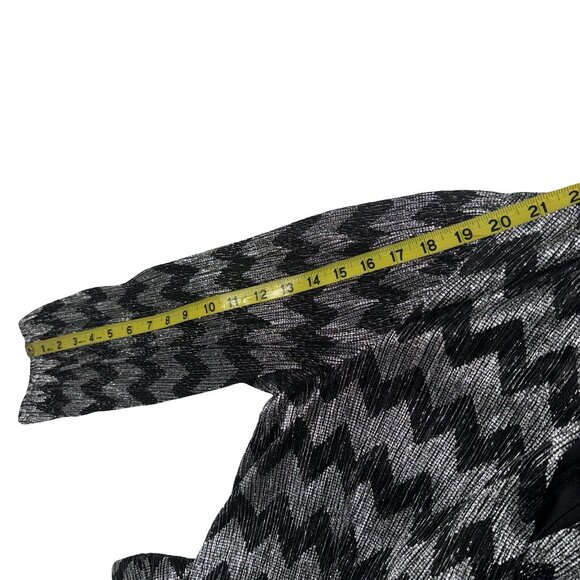 Eliza J.  Black/Silver Metallic Chevron Faux Wrap Dress Sz 14 - Picture 11 of 14